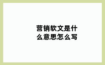 营销软文是什么意思怎么写