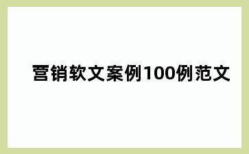 营销软文案例100例范文