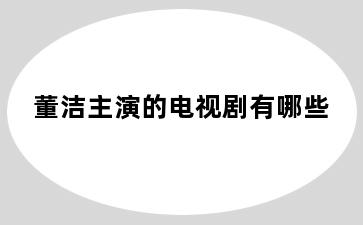 董洁主演的电视剧有哪些