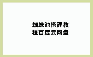 蜘蛛池搭建教程百度云网盘