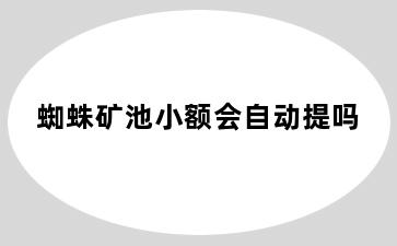 蜘蛛矿池小额会自动提吗