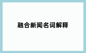 融合新闻名词解释