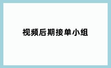 视频后期接单小组