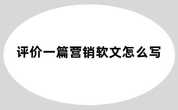 评价一篇营销软文怎么写