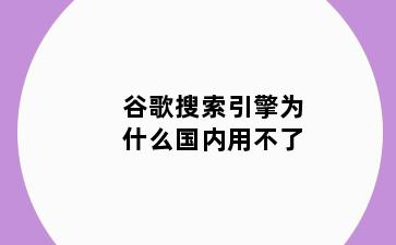 谷歌搜索引擎为什么国内用不了