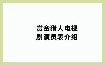 赏金猎人电视剧演员表介绍