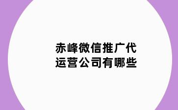 赤峰微信推广代运营公司有哪些