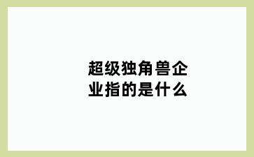 超级独角兽企业指的是什么