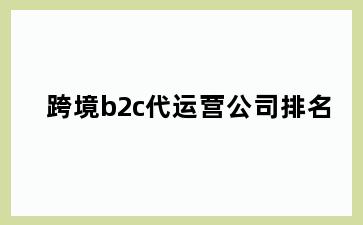 跨境b2c代运营公司排名