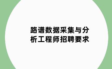 路谱数据采集与分析工程师招聘要求