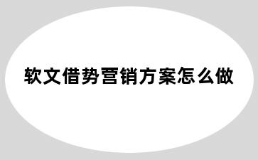 软文借势营销方案怎么做