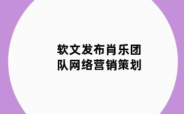 软文发布肖乐团队网络营销策划