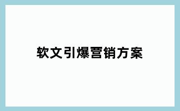 软文引爆营销方案