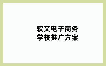 软文电子商务学校推广方案