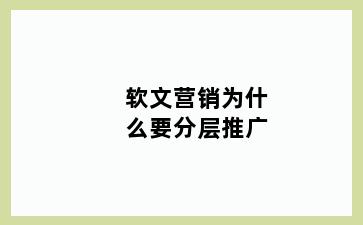 软文营销为什么要分层推广