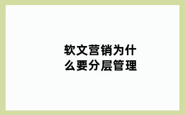 软文营销为什么要分层管理