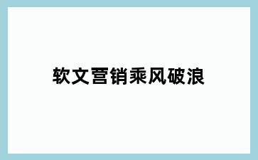 软文营销乘风破浪