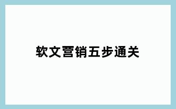 软文营销五步通关