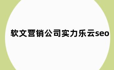 软文营销公司实力乐云seo