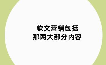 软文营销包括那两大部分内容