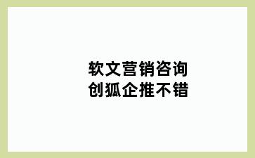 软文营销咨询创狐企推不错