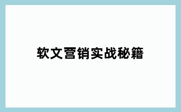 软文营销实战秘籍