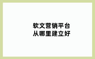 软文营销平台从哪里建立好