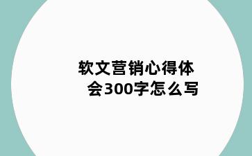 软文营销心得体会300字怎么写