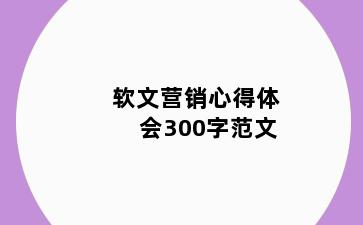 软文营销心得体会300字范文