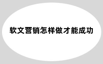 软文营销怎样做才能成功