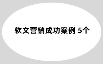 软文营销成功案例 5个