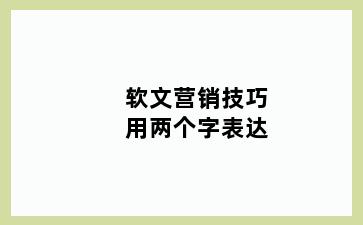 软文营销技巧用两个字表达