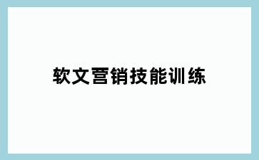 软文营销技能训练