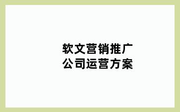 软文营销推广公司运营方案