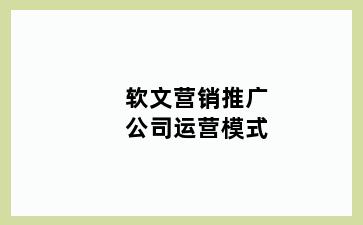 软文营销推广公司运营模式