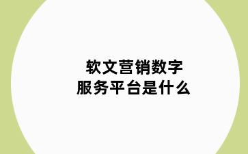 软文营销数字服务平台是什么