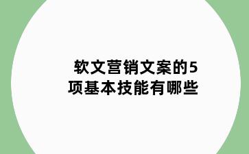 软文营销文案的5项基本技能有哪些