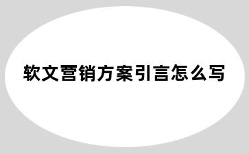 软文营销方案引言怎么写