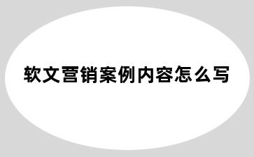 软文营销案例内容怎么写