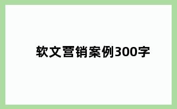 软文营销案例300字