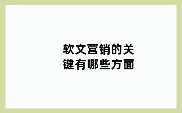 软文营销的关键有哪些方面