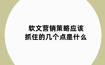 软文营销策略应该抓住的几个点是什么