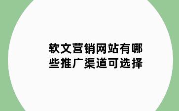 软文营销网站有哪些推广渠道可选择