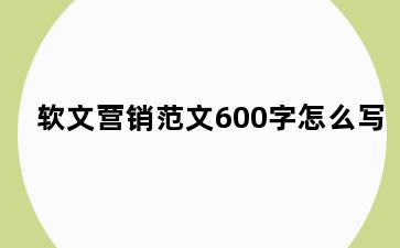 软文营销范文600字怎么写