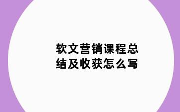 软文营销课程总结及收获怎么写