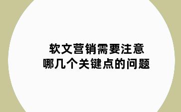 软文营销需要注意哪几个关键点的问题