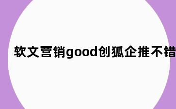 软文营销good创狐企推不错