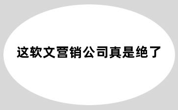 这软文营销公司真是绝了