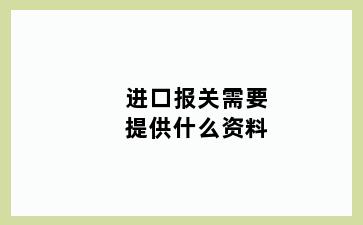 进口报关需要提供什么资料