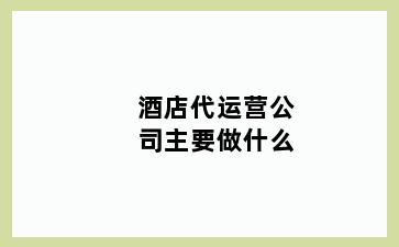 酒店代运营公司主要做什么